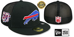 Bills EST 1960 MESH-BACK SIDE-PATCH Black-Black Fitted Hat by New Era