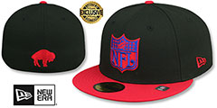 Bills THROWBACK NFL SHIELD-BASIC Black-Red Fitted Hat by New Era