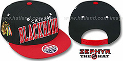 Blackhawks 2T SUPER-ARCH SNAPBACK Black-Red Hat by Zephyr