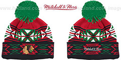 Blackhawks GEOTECH Knit Beanie by Mitchell and Ness