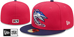 Blue Wahoos MILB MARVEL DEFENDERS Pink-Navy Fitted Hat by New Era