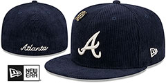 Braves LETTERMAN PIN CORDUROY Navy Fitted Hat by New Era