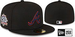 Braves METALLIC LOGO SIDE-PATCH Black Fitted Hat by New Era