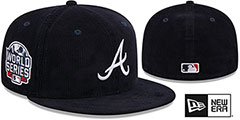 Braves OLD SCHOOL CORDUROY SIDE-PATCH Navy Fitted Hat by New Era