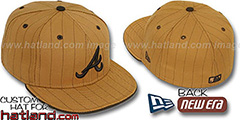 Braves PINSTRIPE Wheat-Brown Fitted Hat by New Era