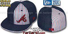 Braves SOUTHPAW SLUGGA Plaid-Navy Denim Fitted Hat by New Era