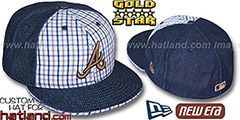 Braves SPANKY Plaid-Navy DENIM Fitted Hat by New Era