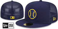 Brewers BATTING PRACTICE TRUCKER Navy Fitted Hat by New Era