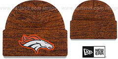 Broncos BEVEL Orange-Navy Knit Beanie Hat by New Era