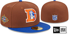 Broncos HARVEST SIDE-PATCH Brown-Royal Fitted Hat by New Era