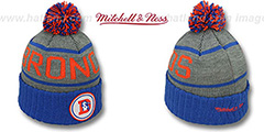 Broncos HIGH-5 CIRCLE BEANIE Grey-Royal by Mitchell and Ness