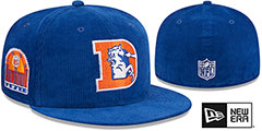 Broncos OLD SCHOOL CORDUROY SIDE-PATCH Royal Fitted Hat by New Era