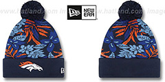 Broncos SNOW-TROPICS Navy Knit Beanie Hat by New Era