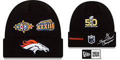 Broncos SUPER BOWL ELEMENTS Black Knit Beanie Hat by New Era