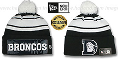 Broncos THROWBACK BIG-SCREEN Black-White Knit Beanie Hat by New Era