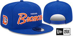 Broncos THROWBACK TEAM-SCRIPT SNAPBACK Royal Hat by New Era