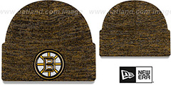 Bruins BEVEL Gold-Black Knit Beanie Hat by New Era