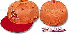 Buccaneers 2T BP-MESH Orange-Red Fitted Hat by Mitchell and Ness