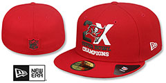 Buccaneers 2X SUPER BOWL CHAMPIONS Red Fitted Hat by New Era