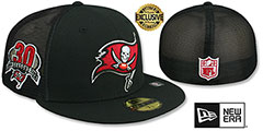 Buccaneers 30TH MESH-BACK SIDE-PATCH Black-Black Fitted Hat by New Era