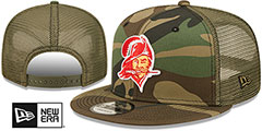 Buccaneers THROWBACK ARMY CAMO TRUCKER Hat by New Era