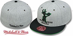 Bucks 2T XL-LOGO FADEOUT Grey-Black Fitted Hat by Mitchell and Ness