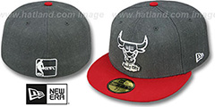 Bulls 2T-HEATHER Charcoal-Red Fitted Hat by New Era