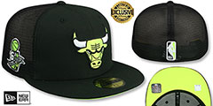 Bulls 6X CHAMPIONS MESH-BACK SIDE-PATCH Black-Yellow Fitted Hat by New Era