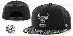 Bulls BLACK LEOPARD SNAPBACK Hat by Twins 47 Brand