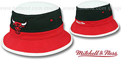 Bulls COLOR-BLOCK BUCKET White-Black-Red Hat by Mitchell and Ness