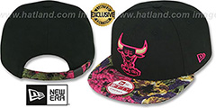 Bulls FLORAL-FUR STRAPBACK Black-Pink Hat by New Era