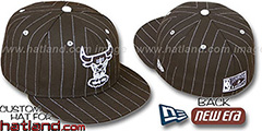 Bulls HARDWOOD PINSTRIPE Brown-White Fitted Hat by New Era