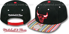 Bulls NATIVE-STRIPE SNAPBACK Black Hat by Mitchell and Ness