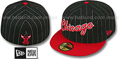 Bulls PIN-SCRIPT Black-Red Fitted Hat by New Era