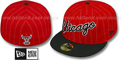 Bulls PIN-SCRIPT Red-Black Fitted Hat by New Era