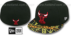 Bulls REAL CHAINS VIZA-PRINT Black Fitted Hat by New Era