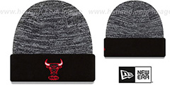 Bulls TEAM-RAPID Black-White Knit Beanie Hat by New Era