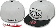 Canadiens MONOCHROME XL-LOGO Grey-Black Fitted Hat by Mitchell and Ness