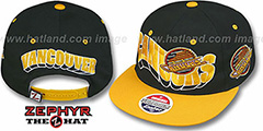 Canucks 2T FLASHBACK SNAPBACK Black-Gold Hat by Zephyr