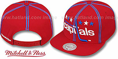 Capitals XL-LOGO SOUTACHE SNAPBACK Red Adjustable Hat by Mitchell and Ness