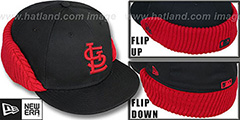 Cardinals FLIP-DOWN Black-Red Fitted Hat by New Era