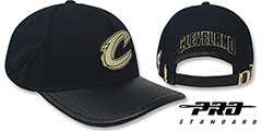 Cavaliers LOW-PRO GOLD METAL BADGE STRAPBACK Black Hat by Pro Standard