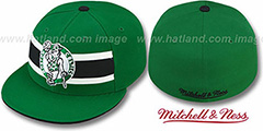 Celtics HARDWOOD TIMEOUT Green Fitted Hat by Mitchell and Ness