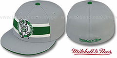 Celtics HARDWOOD TIMEOUT Grey Fitted Hat by Mitchell and Ness