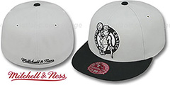 Celtics MONOCHROME XL-LOGO Grey-Black Fitted Hat by Mitchell and Ness