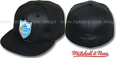 Chargers LEATHER THROWBACK Fitted Hat by Mitchell and Ness