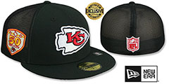 Chiefs 50TH MESH-BACK SIDE-PATCH Black-Black Fitted Hat by New Era