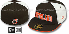 Cleveland PINWHEEL-CITY Brown-White-Brown Fitted Hat by New Era