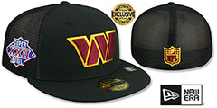 Commanders SB XXII MESH-BACK SIDE-PATCH Black-Black Fitted Hat by New Era