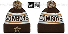 Cowboys BIGGEST FAN Brown-Wheat Knit Beanie Hat by New Era